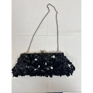 Glitzy Whimsgoth Y2K Black Sequin Fringe Clutch Purse